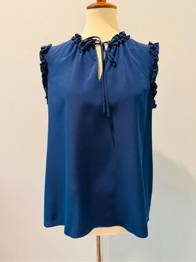 Tory Burch 100% Silk Sleeveless Top Navy Blue - US 8 Style #37448